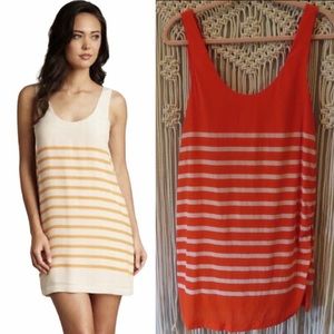 Joie Orange and Cream Striped Mini Dress